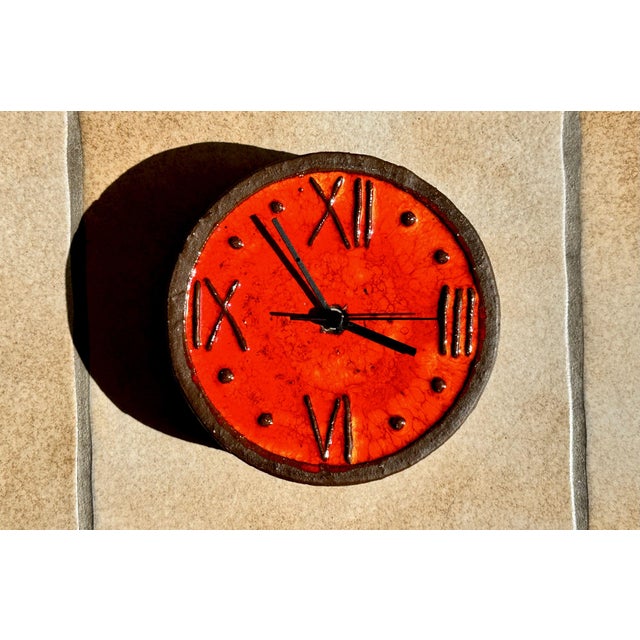 Brutalist Ceramic Wall Clock with Junghans Movement from Krösselbach, Germany, 1960s For Sale - Image 12 of 12