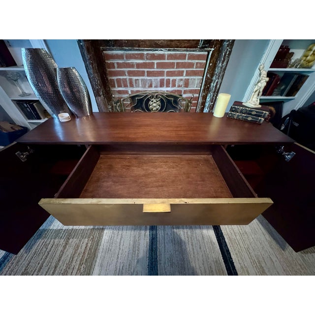 Mid-Century Modern Credenza With Brass Legs - Aurum Finish For Sale In Greensboro - Image 6 of 12