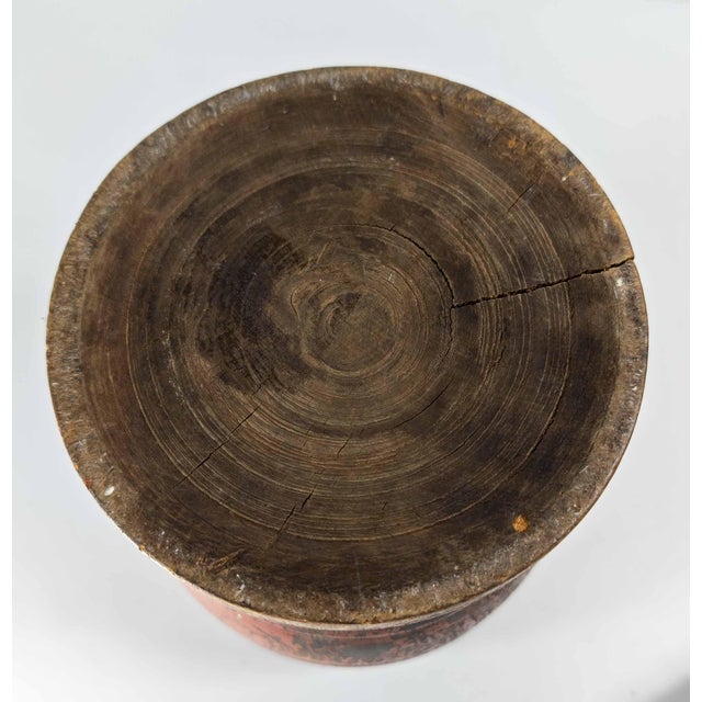 19th Century American Primitive Mortar and Pestle in Old Red Paint For Sale - Image 13 of 14