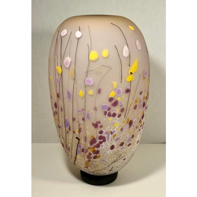 Eric Bladholm Signed Satin Art Glass Vase – 2018 – 16” Contemporary Studio Art Glass Beautiful hand-blown satin art glass...