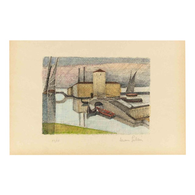 Alcione Gubellini, View of the Laguna in Venice, Etching, Mid-20th Century For Sale