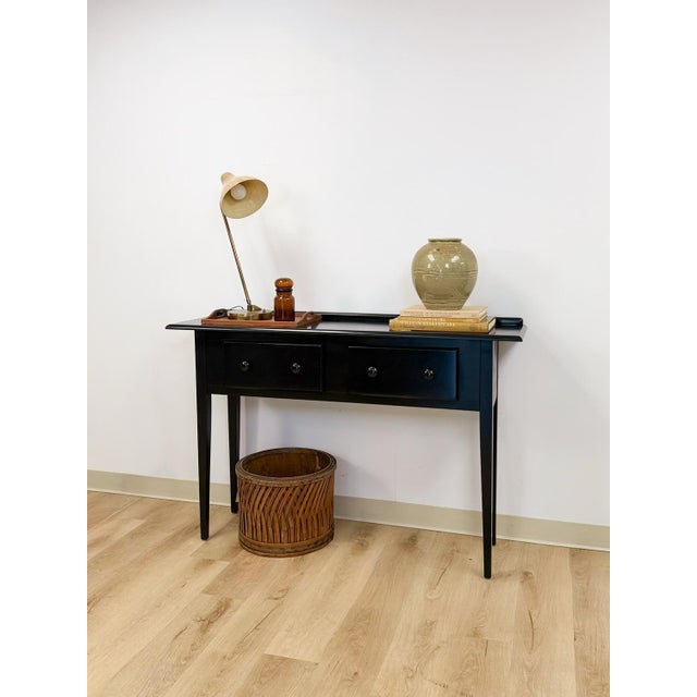 Nichols and Stone Solid Black Wood Console Two Drawers Modern Transitional For Sale In Tampa - Image 6 of 16