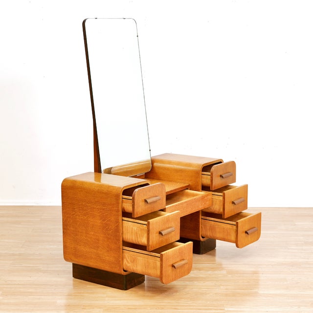 1950s Light Oak Vanity by Ton For Sale - Image 4 of 9