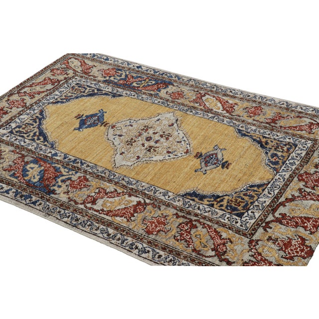 Rug & Kilim Rug & Kilim’s Persian Style Rug in Gold and Red With Medallion For Sale - Image 4 of 7