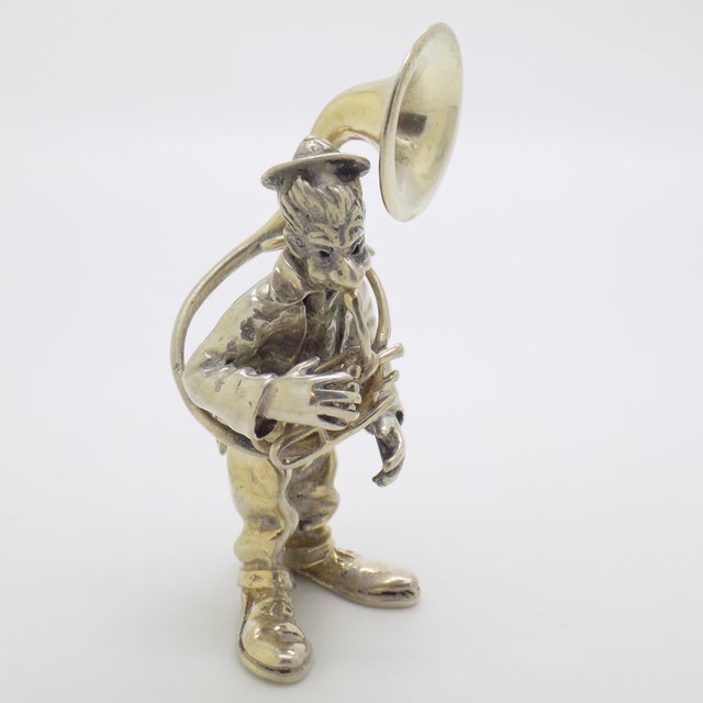 1970s Vintage Italian Handmade Genuine Silver Angini Branded Street Artist With Instrument Figurine, Made in Tuscany (Arezzo) For Sale - Image 5 of 13