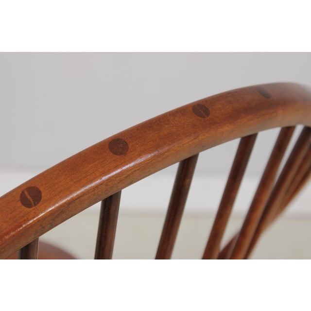 Pair Robert Bergelin Windsor Style Cherry Counter Chairs For Sale - Image 13 of 16