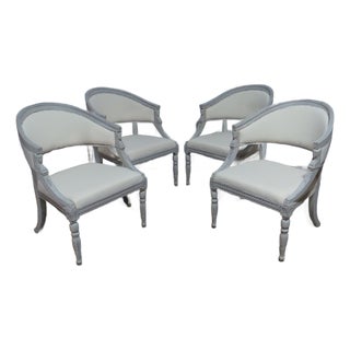 Swedish Gustavian Style 4 Barrel Chairs For Sale