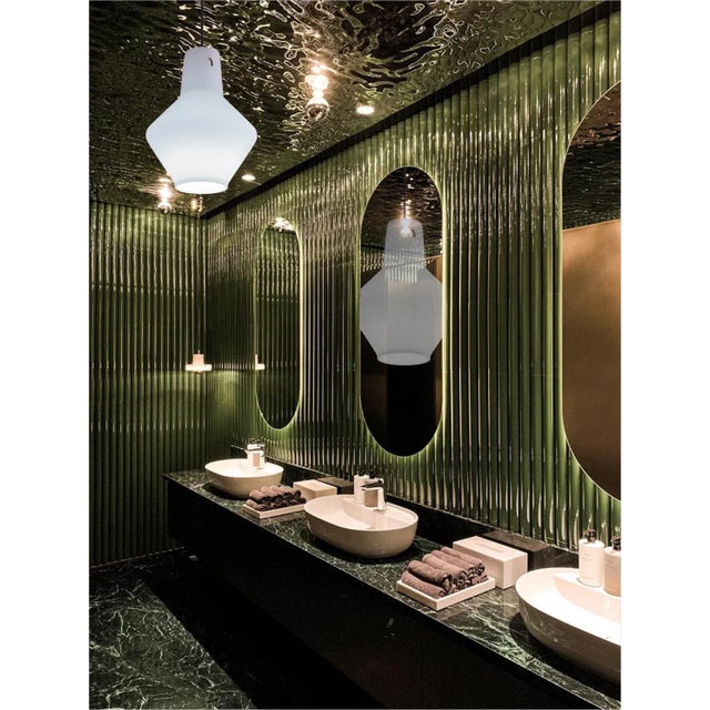 1970s Italian Stilnovo Vintage Pendant in Opaline Glass, 1970s For Sale - Image 5 of 11