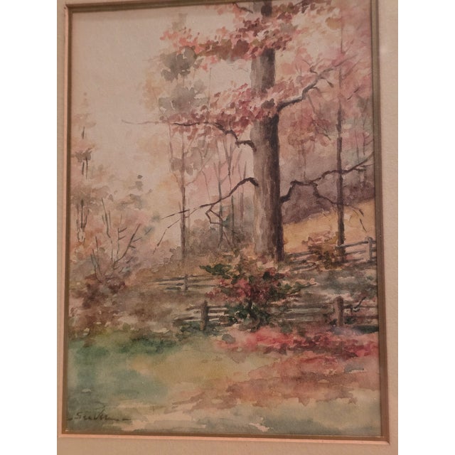 Paint Antique Watercolor Landscape Painting For Sale - Image 7 of 16