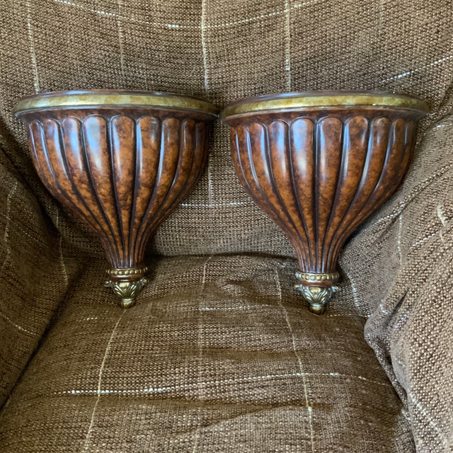 Traditional Maitland-Smith Wood Wall Sconces For Sale - Image 3 of 8