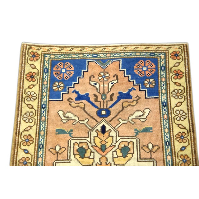 1960s Pink & Blue Turkish Vintage Anatolian Rug 2'6" X 3'10" For Sale - Image 4 of 6