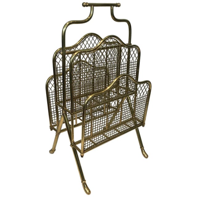 Maison Jansen, Neoclassical Brass Magazine Rack, French, circa 1940 For Sale - Image 13 of 13