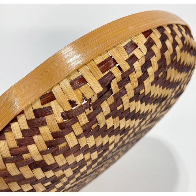 Wood Woven Rattan Basket Tray For Sale - Image 7 of 9
