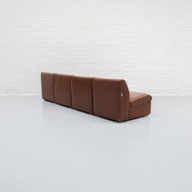 Mid-Century Modern Cognac Leather Modular Sofa from Artifort, 1980s, Set of 4 For Sale - Image 3 of 18