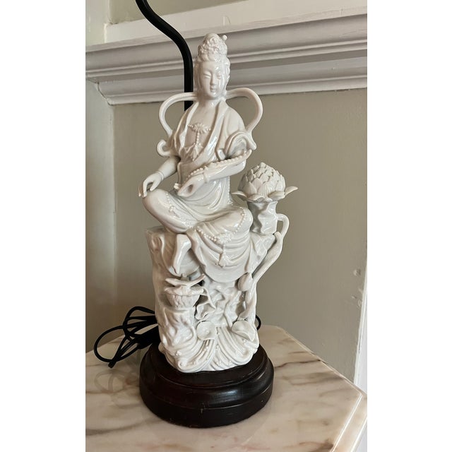 Blanc De Chine Figural MCM Asian Lamp For Sale - Image 11 of 11