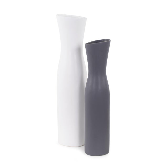 2020s Asymmetrical Charcoal Gray Contemporary Ceramic Short Vase For Sale - Image 5 of 6