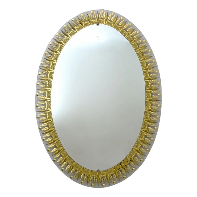 Cristal Art Modern Sholated and Golden Mirror of the Middle of the Century, Italy, 1960s For Sale