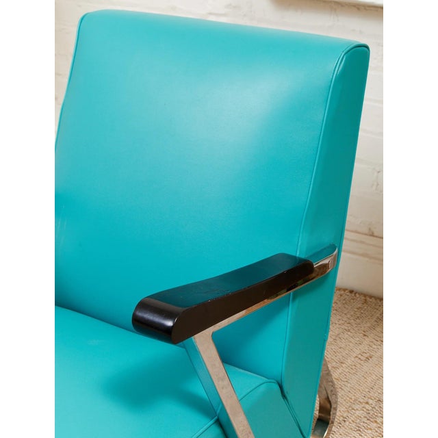 Metal 1960’s Turquoise Lounge Chair For Sale - Image 7 of 11