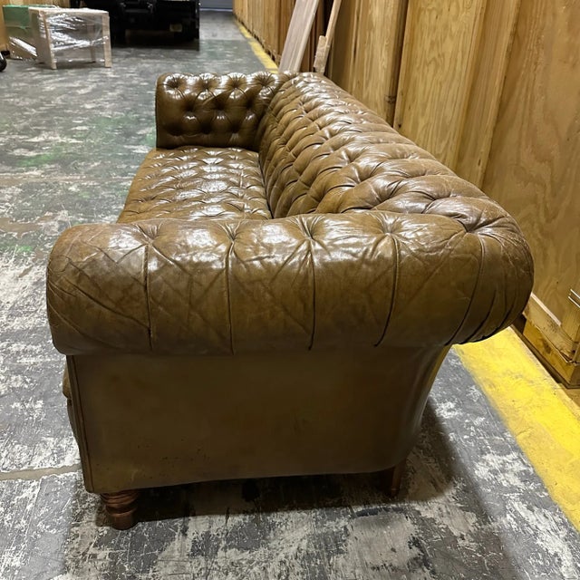 1920s Vintage Tufted Leather Chesterfield Sofa For Sale - Image 5 of 11