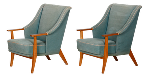 Set of Art Deco Armchairs in Beech, Denmark, 1940s