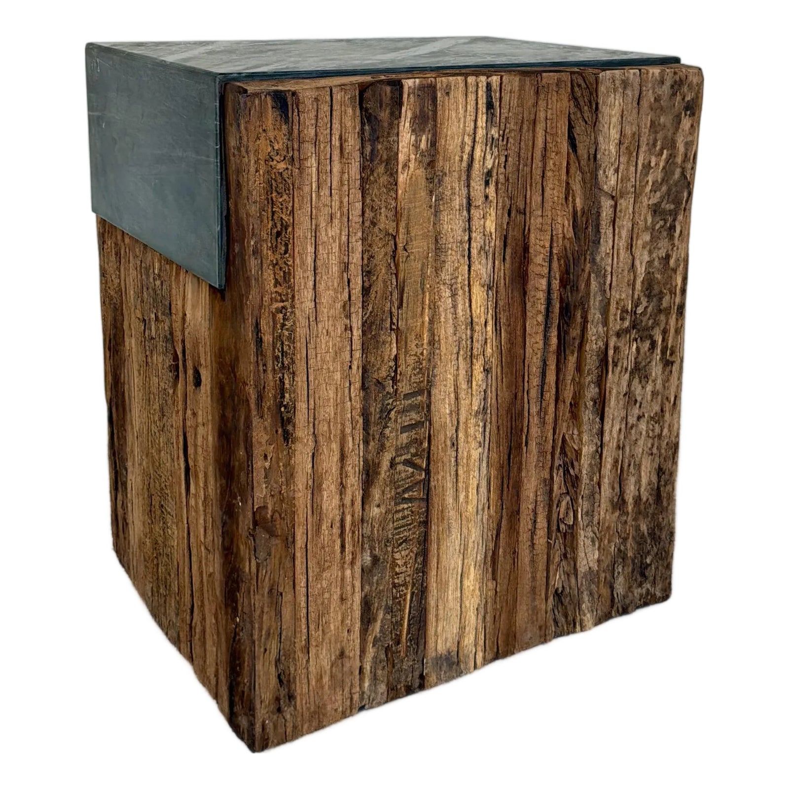 Revelation Organic Modern Reclaimed Pine Jonah Side Table | Chairish
