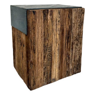 Revelation Organic Modern Reclaimed Pine Jonah Side Table For Sale