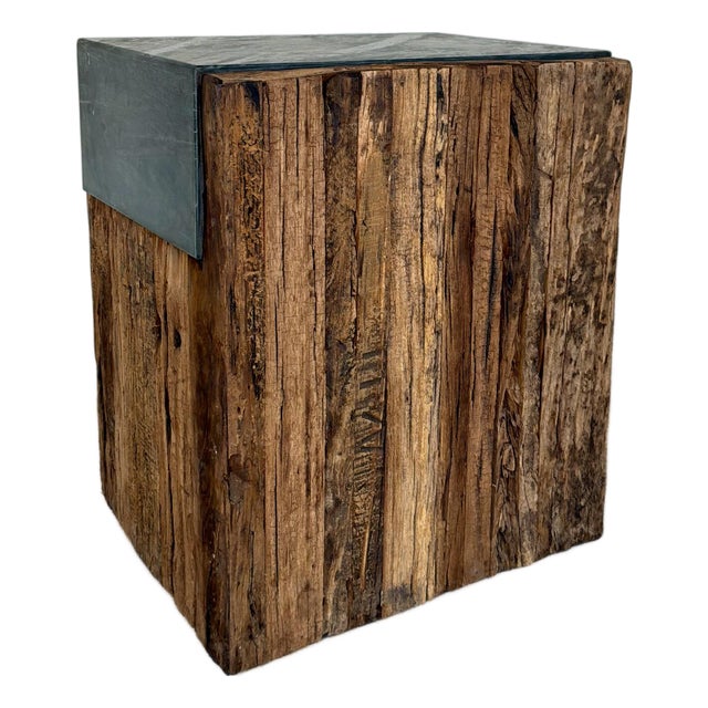 Revelation Organic Modern Reclaimed Pine Jonah Side Table For Sale