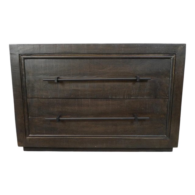 Modern Espresso Two Drawer Nightstand For Sale