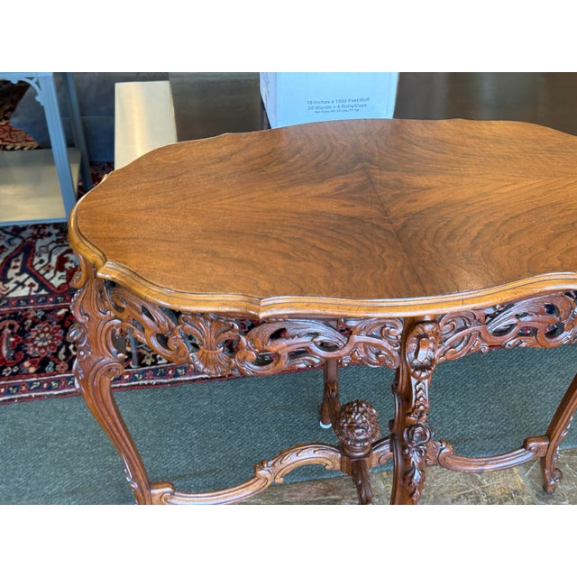 Italian Hand Carved Walnut Side Table For Sale - Image 11 of 12