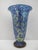 Abstract Donald Carlson Iridescent Blue Splatter Studio Art Glass Trumpet Vase For Sale - Image 3 of 11