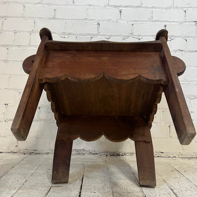 Brown Folk Art Wooden Chair With Great Lines and Shape. For Sale - Image 8 of 11