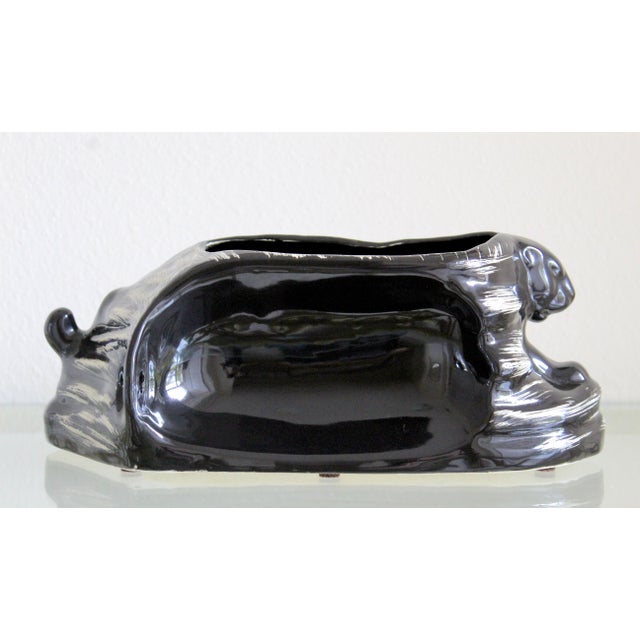 Ceramic Vintage 1950s Mid-Century Modern Black Panther Ceramic Tv Lamp & Planter For Sale - Image 7 of 13