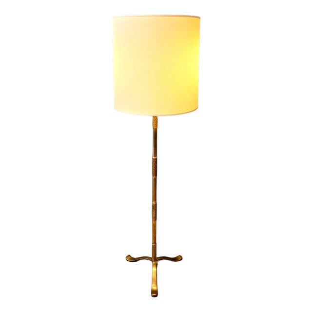 Three-Light Brass Floor Lamp, 1950s For Sale