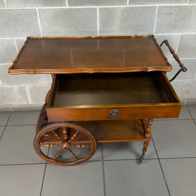 Wood Vintage Wooden Bar Cart, Italy, 1960s For Sale - Image 7 of 11