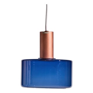 Mid 20th Century Tapio Wirkkala for Idman Finnish Glass Pendant Light - Blue For Sale
