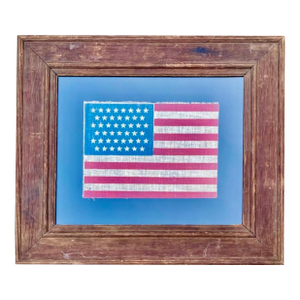 45 Star Antique American Flag Circa 1890 Cotton Gauze Beautifully Presented in Antique Oak Frame