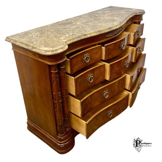 Vintage Bernhardt Margaux Collection Neoclassical Empire Style Walnut Marble Top Dresser Chairish