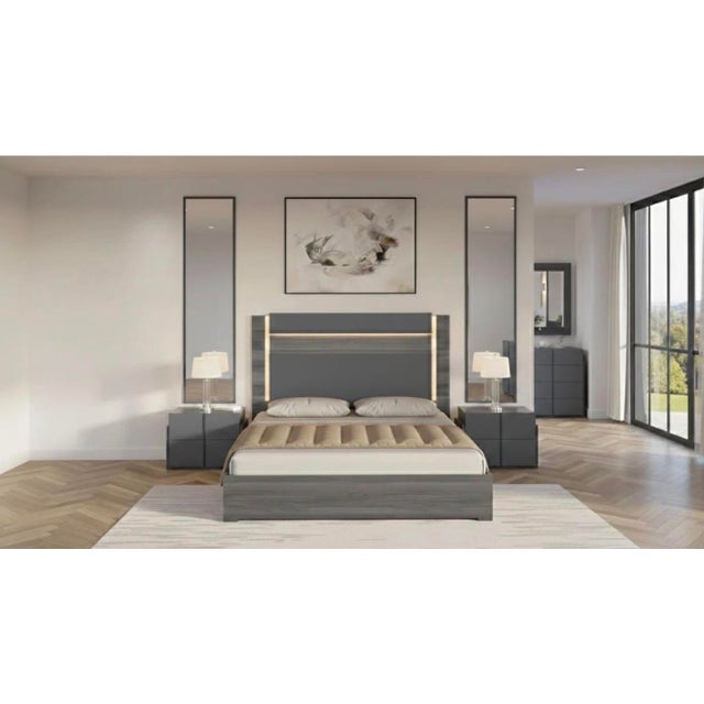 Casa Milano Aryan 5-Piece Italian King Bedroom Set With Led Bed For Sale - Image 4 of 7