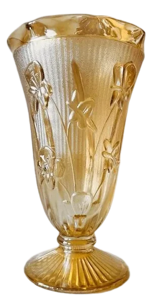 Vintage Carnival Vase in Iridescent Peach Glass by Jeannette, 1950s