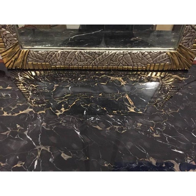 Art Deco French Art Deco White and Yellow Gold Geometric Foliage Mirror For Sale - Image 3 of 6