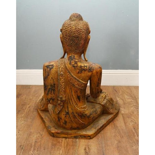 Glass Nepalese Buddhist Meditating Sculpture in Carved Wood For Sale - Image 7 of 11