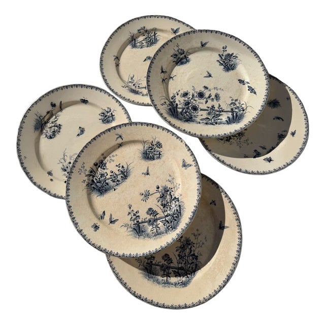 Tsarine Pattern Ironstone Dinner Plates by Digoin & Sarreguemines, 1890s, Set of 6 For Sale
