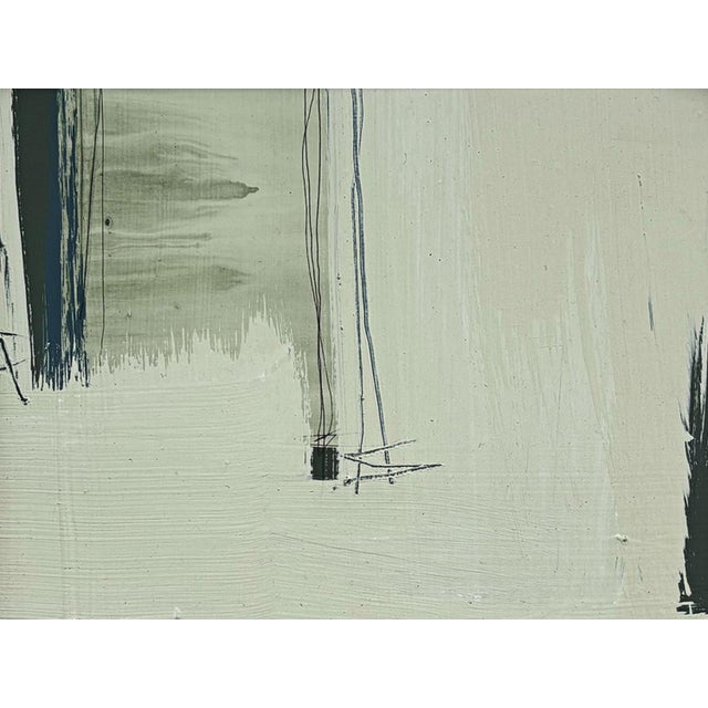 2020s “Serenity Pines" Green Abstract Art in Antique Frame, Transitional Living Room Art by JTS For Sale - Image 5 of 9