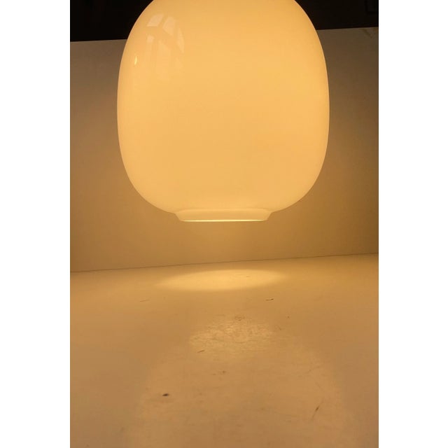 Scandinavian Modern Ceiling Lamp in Brass and White Opaline Glass For Sale - Image 5 of 8