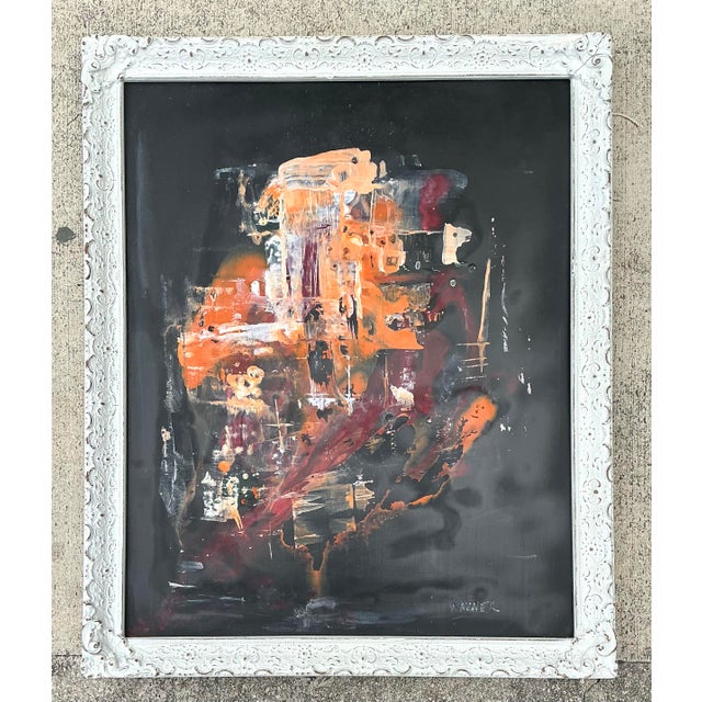 Early 21st Century Vintage Original Abstract Oil Painting on Canvas For Sale - Image 5 of 12