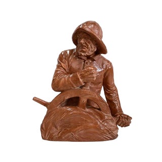 L. Morice, Terracotta Bust, Fisherman at the Helm For Sale