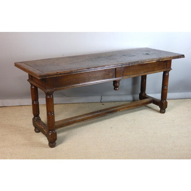 Oak Console Table with Walnut Top For Sale - Image 4 of 11