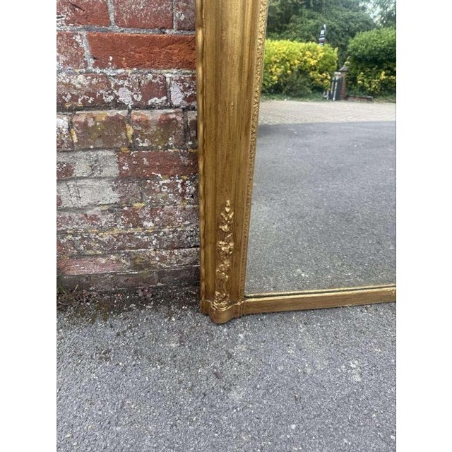 Antique English Arched Top Gilt Overmantle Mirror For Sale - Image 6 of 9
