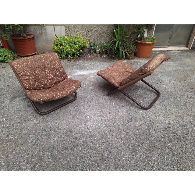 Vintage Cross Chair in Lacquered Metal and Fabric by Marcello Cuneo for Arflex, 1974 For Sale - Image 12 of 18