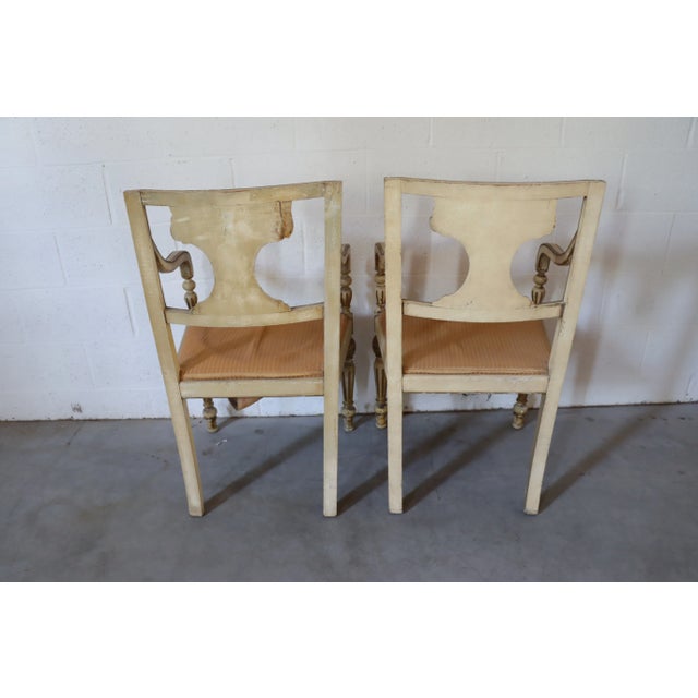 Cream Italian Flower Basket Chairs/Pair For Sale - Image 8 of 12